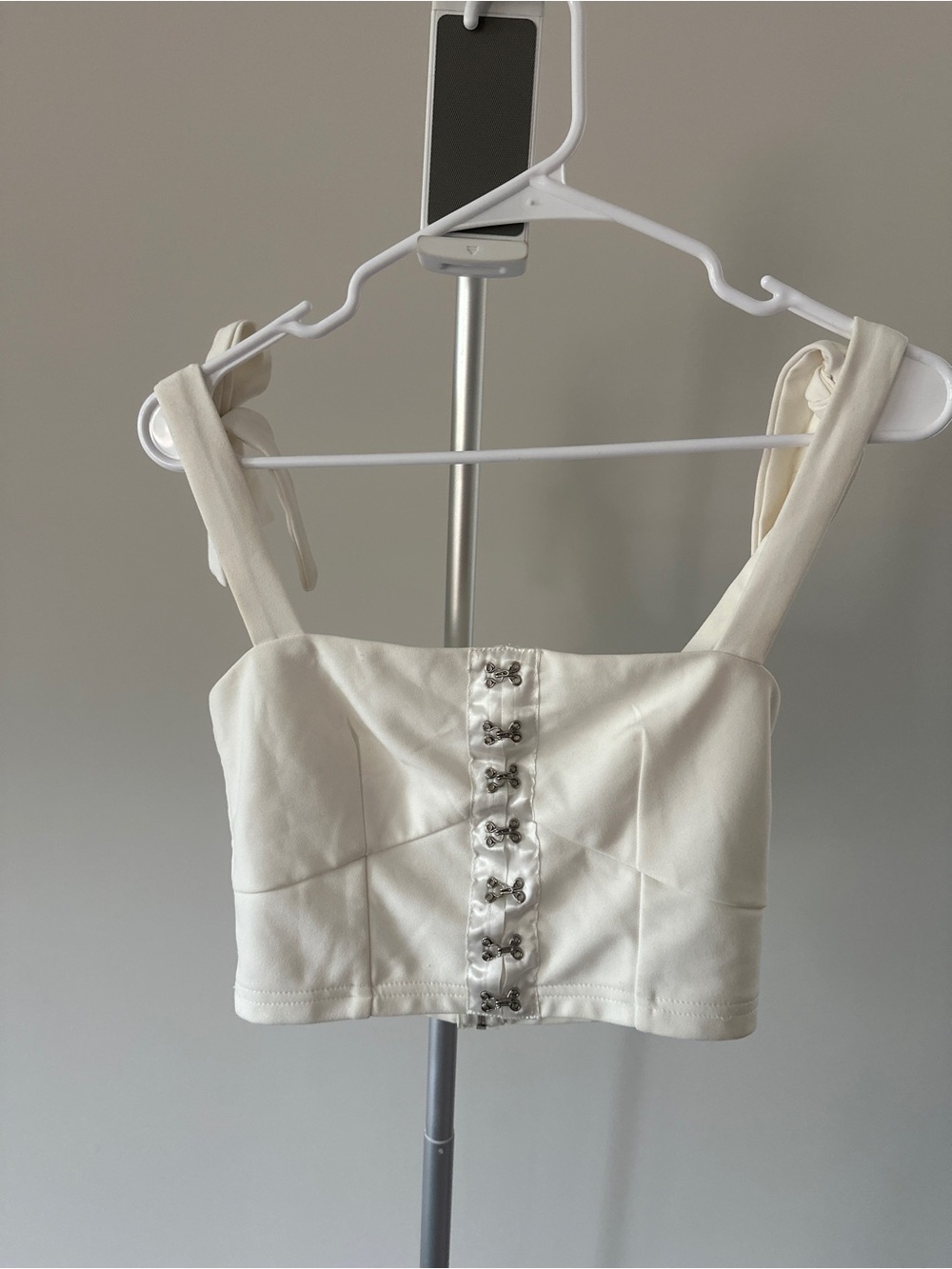 Beginning Boutique Ivory Hook-and-Eye Cropped Bustier